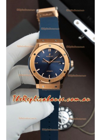 Hublot Super Clone Classic Fusion Titanium Rose Gold Blue Dial 42MM Watch