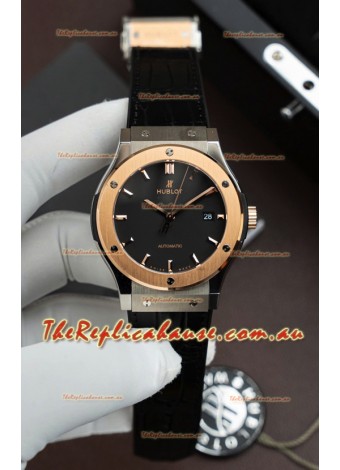 Hublot Super Clone Classic Fusion Titanium Two Tone Rose Gold Black Dial 42MM Watch
