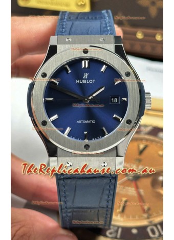 Hublot Super Clone Classic Fusion Titanium Blue Dial 42MM Watch