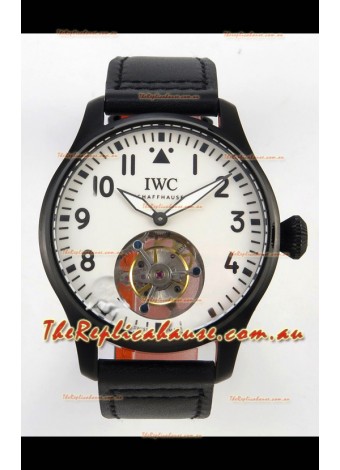 IWC Super Clone Portugese Hand-Wound Genuine Tourbillon White Dial PVD Casing Watch
