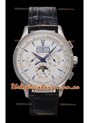 Jaeger LeCoultre Master Control Chronograph Calendar Steel Casing White Dial Watch 