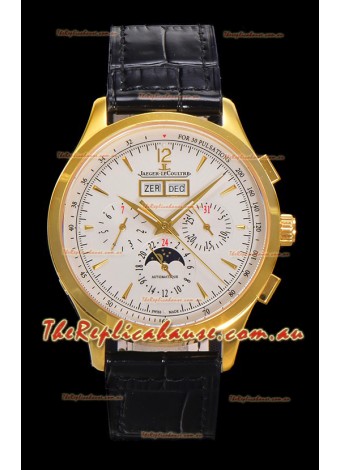 Jaeger LeCoultre Master Control Chronograph Calendar Yellow Gold Swiss Replica Watch 