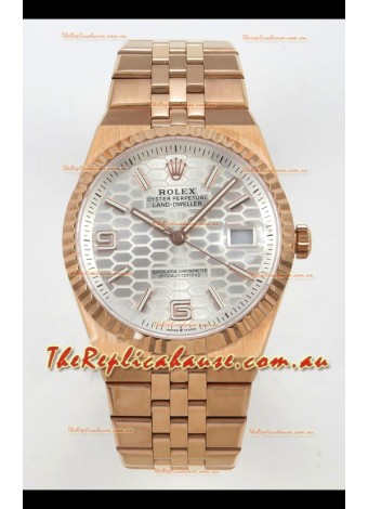 Rolex Land-Dweller 127335 Steel Honeycomb Rose Gold 40MM Swiss Replica Watch 