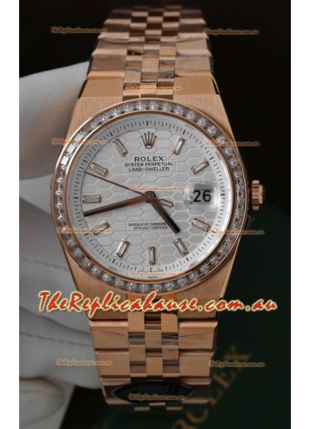 Rolex Land-Dweller 127335 Steel Honeycomb Rose Gold 40MM Swiss Replica Watch 
