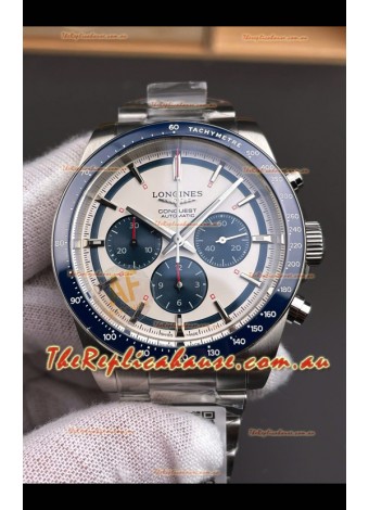 Longines Conquest Chronograph White Dial Automatic Watch in Steel Casing