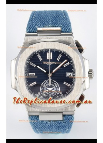 Patek Philippe Nautilus 5980/60G-001 Blue Dial Fabric Strap Crystal Numerals
