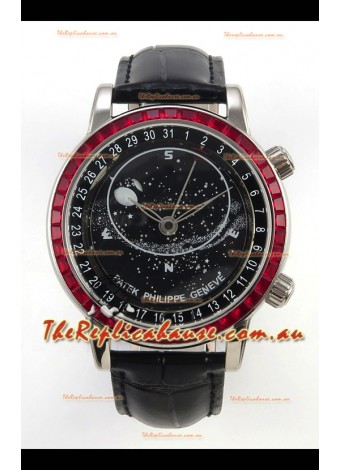 Patek Philippe Grand Complications 6102 Black Dial Red Diamonds Swiss Replica Watch 