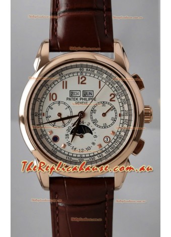 Patek Philippe Grand Complications 5270 Swiss Replica Watch in Rose Gold Casing White Dial