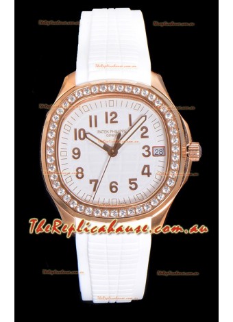 Patek Philippe Super Clone Aquanaut Rose Gold White Dial 38.5MM Watch 