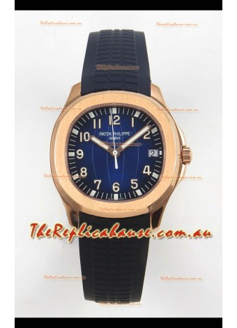 Patek Philippe Super Clone Aquanaut 5167 SC324 Movement 904L Rose Gold Blue Dial Watch 