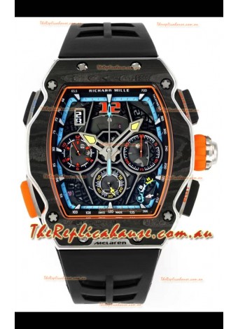 Richard Mille Super Clone RM65-01 Carbon Casing Replica Watch in Black Strap 