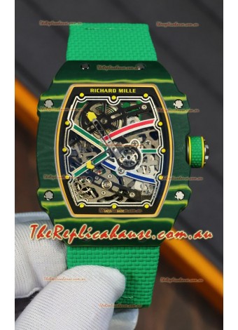 Richard Mille Super Clone RM67-02 Wayde Van Niekerk Green Carbon TPT 37 Grams Watch Green Strap