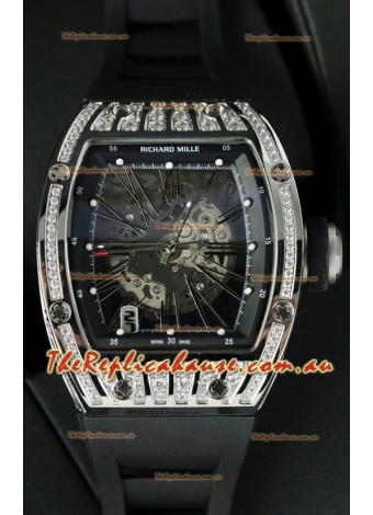 Richard Mille RM010 Stainless Steel Replica Watch in Black Strap