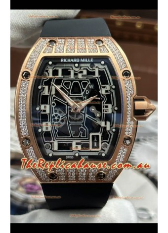 Richard Mille RM67-01 Rose Gold Mossanites Casing 1:1 Swiss Replica Watch