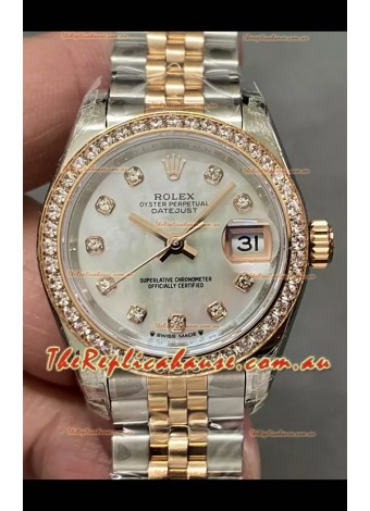 Rolex Datejust Super Clone Mother of Pearl Dial 2 Tone Rose Gold Watch 28MM