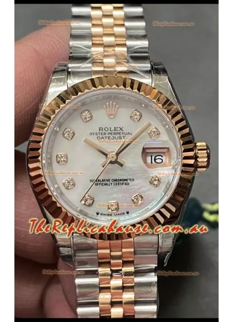 Rolex Datejust Super Clone Mother of Pearl Dial 2 Tone Rose Gold Watch 28MM