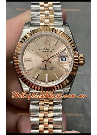 Rolex Datejust Super Clone Green Dial 2 Tone Rose Gold - Gold Dial Watch 28MM