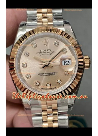 Rolex Datejust Super Clone Green Dial 2 Tone Rose Gold - Gold Dial Watch 28MM