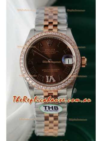 Rolex Datejust Cal.3235 Movement Super Clone Rose Gold 2 Tone 31MM Brown Dial Watch 