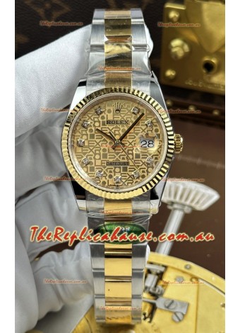 Rolex Datejust Super Clone Cal.3235 Brown Computer Dial 2 Tone Yellow Gold Casing Watch 36MM