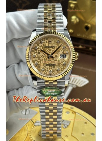 Rolex Datejust Super Clone Cal.3235 Brown Computer Dial 2 Tone Yellow Gold Casing Watch 36MM