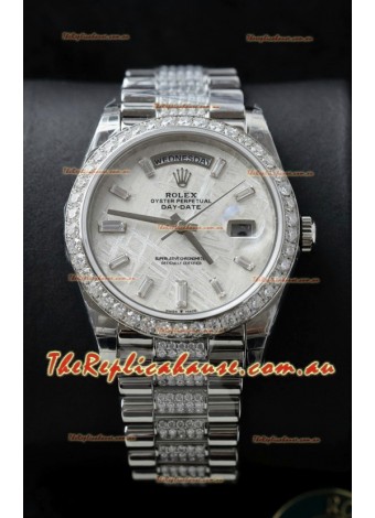 Rolex Day Date Presidential Stainless Steel Meteorite Dial Watch 40MM - 1:1 Mirror Quality