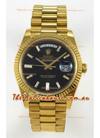 Rolex Day Date Super Clone Black Dial 40MM 220 Grams Swiss Replica watch 