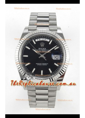 Rolex Day Date Super Clone Black Dial 40MM 210 Grams Swiss Replica watch 