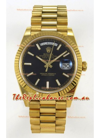 Rolex Day Date Super Clone Black Dial 40MM 220 Grams Swiss Replica watch 