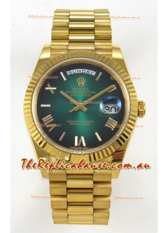 Rolex Day Date Super Clone Ombre Green Dial 40MM 220 Grams Swiss Replica watch 