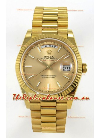 Rolex Day Date Super Clone Gold Dial 40MM 220 Grams Swiss Replica watch 