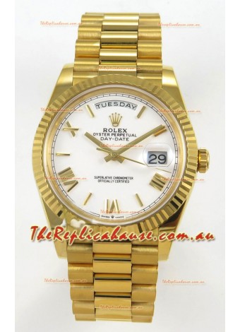 Rolex Day Date Super Clone White Dial 40MM 220 Grams Swiss Replica watch 