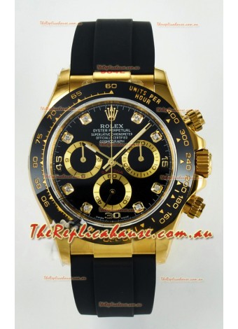 Rolex Daytona Super Clone 116518 Yellow Gold Black Dial Original Cal.4130 Movement