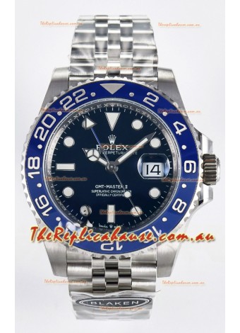 Rolex GMT Masters II Super Clone 126716 "Blaken" 904L Steel Blue Dial Watch 