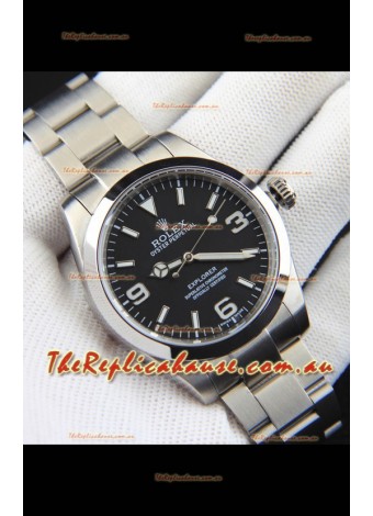 Rolex Explorer I Japanese Movement Replica Watch in Stainless Steel Black Dial 39MM