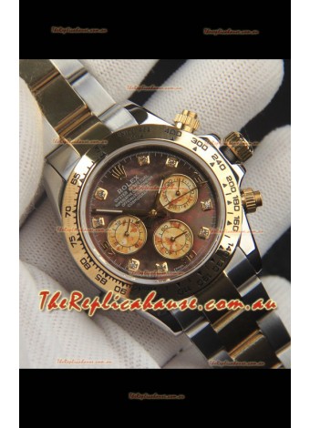 Rolex Daytona Japanese Movement Two Tone Gold Casing Watch in Pearl Dial 