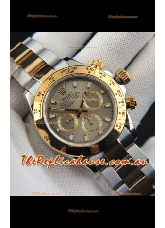 Rolex Daytona Japanese Movement Two Tone Gold Casing Watch in Grey Dial 