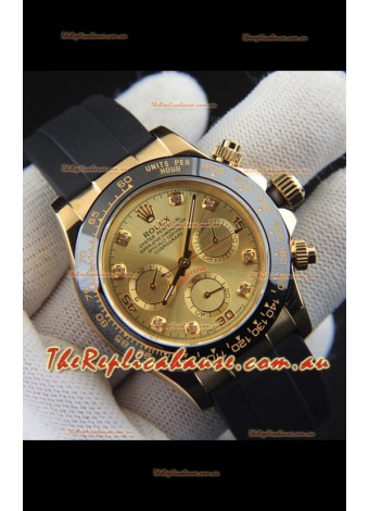 Rolex Daytona Japanese Movement Gold Casing Replica Watch in Gold Dial 