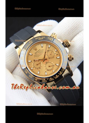 Rolex Daytona Japanese Movement Gold Casing Replica Watch in Gold Dial 