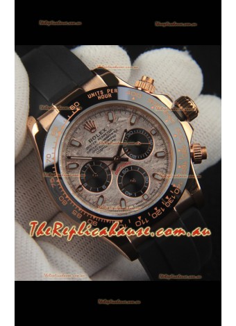 Rolex Daytona Japanese Movement Gold Casing Replica Watch in Meteorite Pattern Dial 