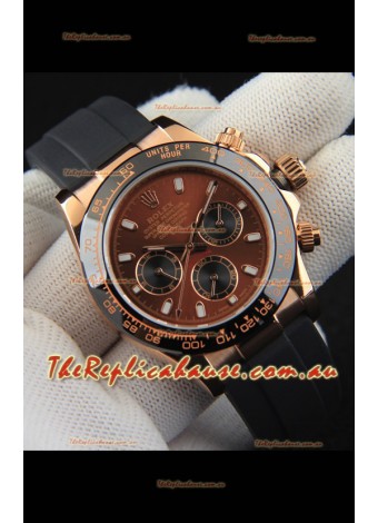 Rolex Daytona Japanese Movement Gold Casing Replica Watch in Brown Dial 