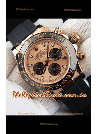 Rolex Daytona Japanese Movement Gold Casing Replica Watch in Champange Dial 