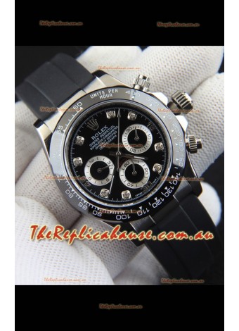 Rolex Daytona Japanese Movement Steel Casing Replica Watch in Black Dial