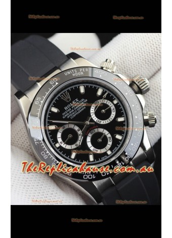 Rolex Daytona Japanese Movement Steel Casing Replica Watch in Black Dial