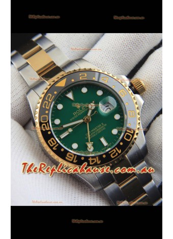 Rolex GMT Masters II Japanese Movement Replica Watch in Two Tone Green Dial