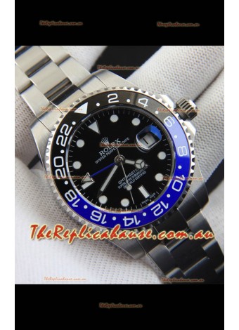 Rolex GMT Masters II Japanese Movement Replica Watch Steel Case Black Dial