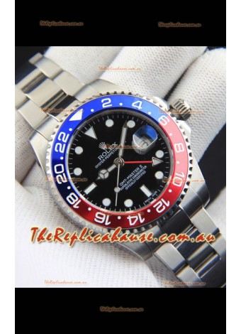 Rolex GMT Masters II Japanese Movement Replica Watch Steel Case Black Dial