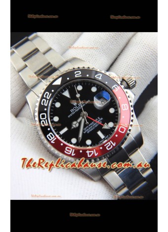 Rolex GMT Masters II Japanese Movement Replica Watch Steel Case Black Dial