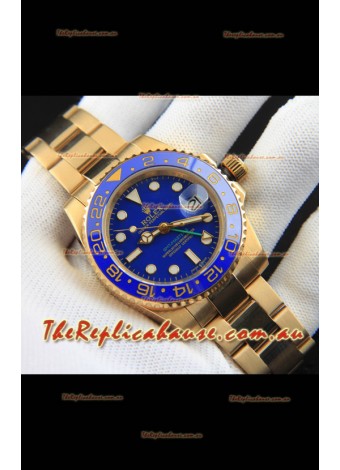 Rolex GMT Masters II Rose Gold Plating Japanese Replica Watch Blue Dial