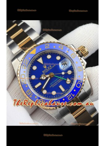 Rolex GMT Masters II 2 Tone Rose Gold Plating Japanese Replica Watch Blue Dial